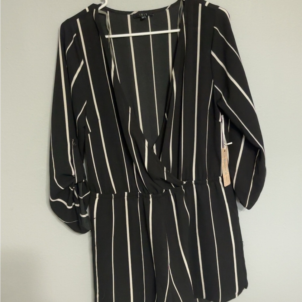 Lux Black and White Striped Jumpsuit
